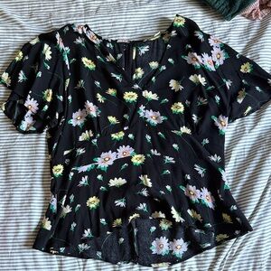 Loft Floral Black Women's Top